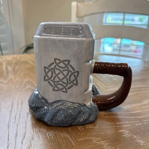 The Avengers Marvel Thor Mug Cup Hammer Mjolnir Ceramic Sculpted Gray Superhero